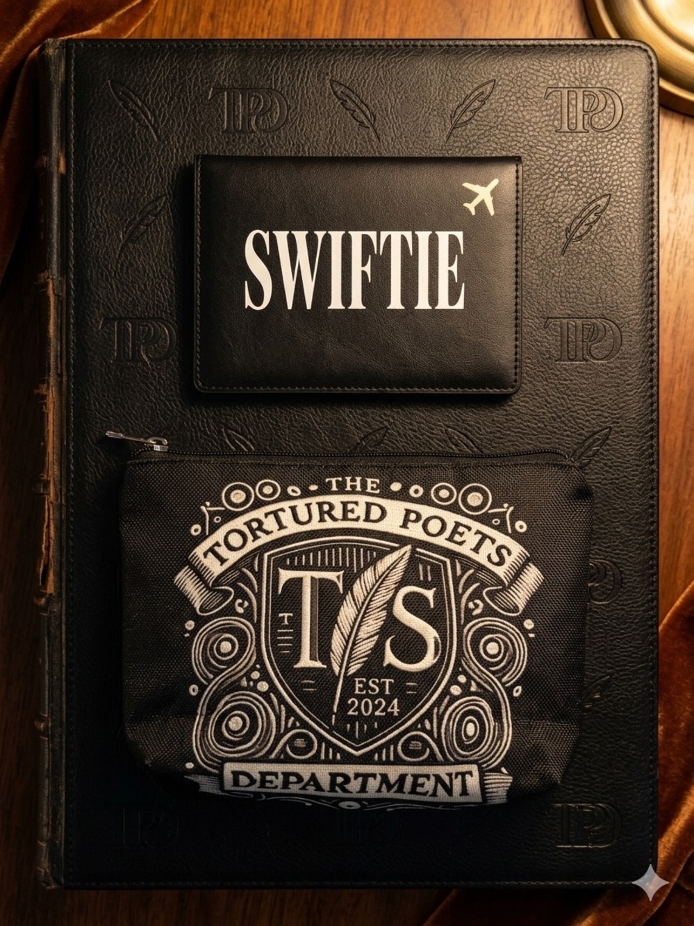 Taylor Swift Black 'Swiftie' Travel Cosmetic Pouch Set